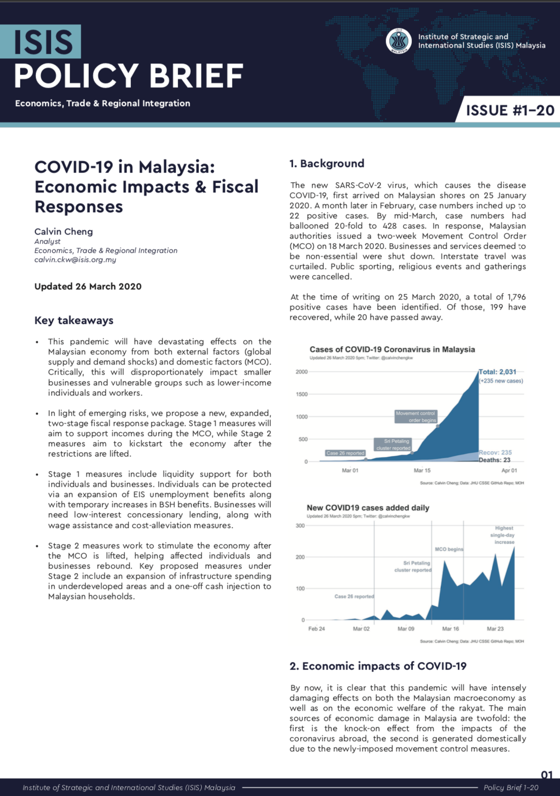Covid 19 In Malaysia Economic Impacts Fiscal Responses Isis